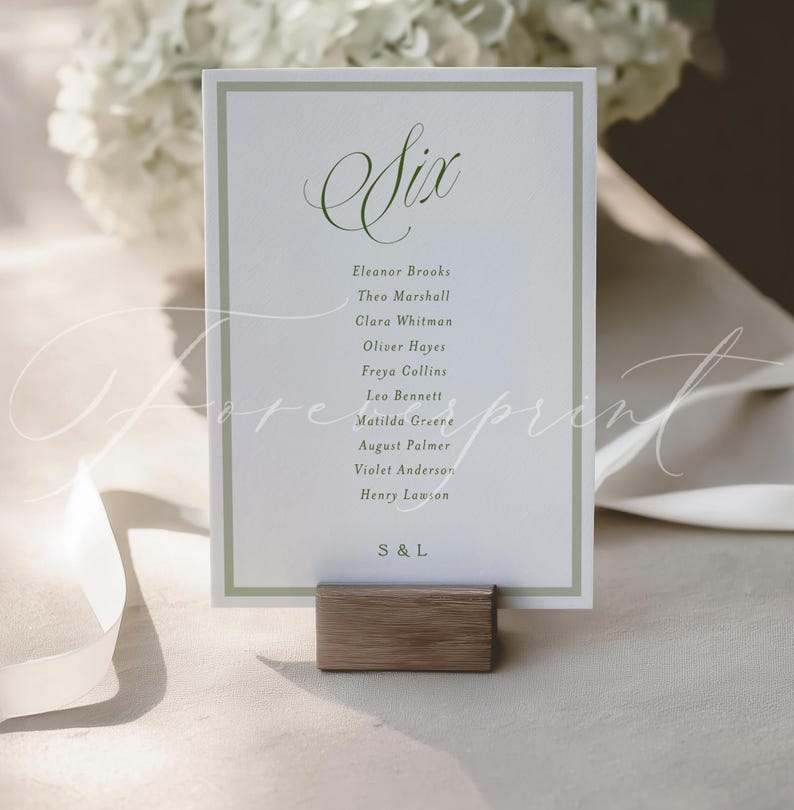Wedding Table Plan Template, Elegant Script Seating Chart, Sage Green Wedding Sign, Editable Seating Plan, Minimalist Wedding Decor GR26 image 5