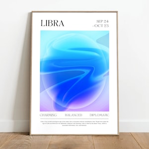 LIBRA Zodiac Wall Art Print, taurus Zodiac Art Printable Poster, Aura Gradient Poster, Fluid Wall Art, DIGITAL DOWNLOAD