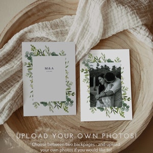 Greenery WEDDING INVITATION SET Template Download, Eucalyptus wedding invitation suite template, Modern wedding Invitation bundle leaves image 2