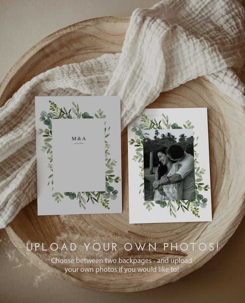 Greenery WEDDING INVITATION SET Template Download, Eucalyptus wedding invitation suite template, Modern wedding Invitation bundle leaves 50 image 2