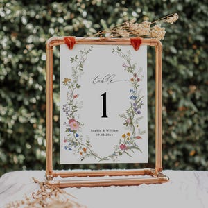 Wildflower Wedding Table Numbers Template, Printable Table Numbers, Wedding Table Numbers, Garden Wedding Table Numbers, Floral Wreath WH1