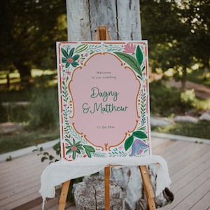 Colorful Floral Spring Welcome Sign, Colorful Flowers Sign, Editable Template, Instant Download, Wedding Welcome Sign, Garden Flowers, DAGNY