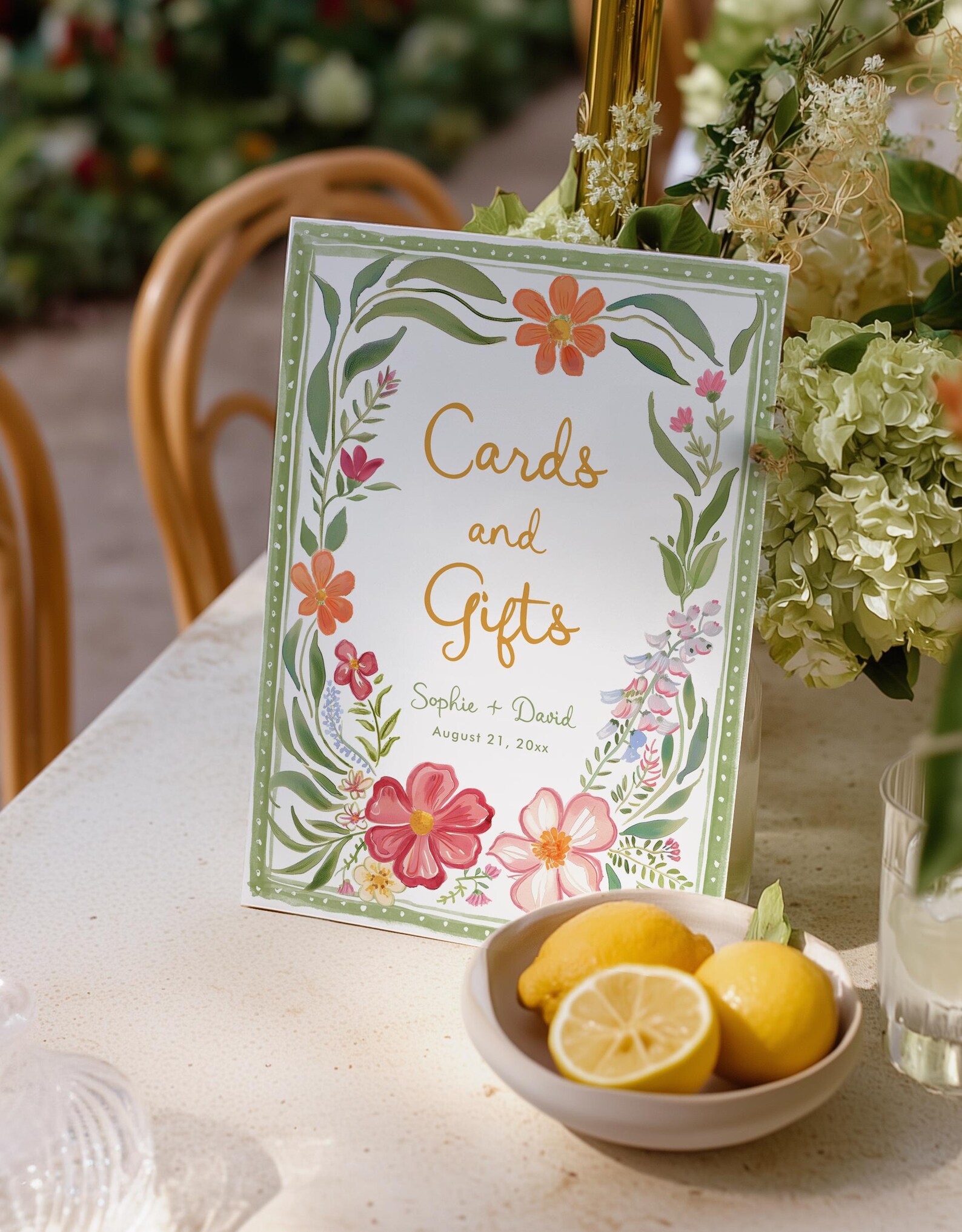 Whimsical Green Floral Cards and Gifts Sign, Hand Painted Boho Garden ...