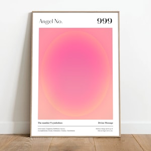 Ángel número 222, arte de pared de energía de aura, arte de pared de degradado rosa, arte de pared espiritual, arte de pared de afirmación, cartel de aura rosa, cartel estético