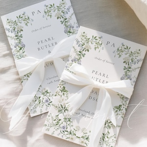 "Elegantes grün-blau-florales Hochzeits-Booklet, Printable-Booklet, gefaltetes Hochzeitsprogramm, Hochzeits-Booklet, Ordnung der Service-PERLE