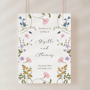 Wildflower Wedding Welcome, Floral Welcome Sign Template, Welcome Sign, Instant Download, Wedding Welcome Poster, Editable Template, KK2 image 4