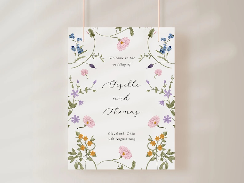 Wildflower Wedding Welcome, Floral Welcome Sign Template, Welcome Sign, Instant Download, Wedding Welcome Poster, Editable Template, KK2 image 4