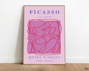 Picasso The Love Print, One Line Art, Picasso Poster, Minimalist Print, Picasso Line Drawing, Minimalist Line Art, Pink Picasso, Abstract