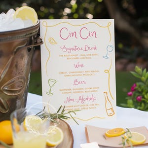 Fantazyjny szablon znaku baru, menu koktajlowe i barowe do druku, świąteczny znak na drinki weselne, edytowalny szablon, natychmiastowe pobranie, falisty, kręcony 038