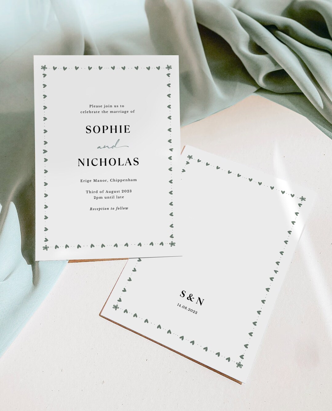 Wedding Invitation Set Template, Minimalist Wedding Invitation Set