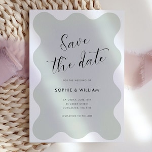 Modern Save the Date Template, Curves Save The Date, Editable Wedding Save The Date Template, Save The Date Digital Download, Waves