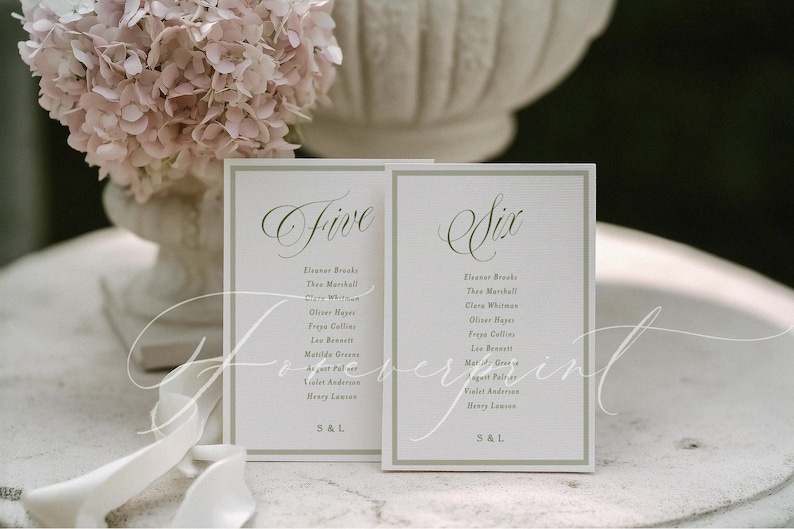 Wedding Table Plan Template, Elegant Script Seating Chart, Sage Green Wedding Sign, Editable Seating Plan, Minimalist Wedding Decor GR26 image 3