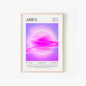ARIES Zodiac Wall Art Print, Aries Zodiac Art Printable Poster, Aura Gradient Poster, Fluid Wall Art, DIGITAL DOWNLOAD