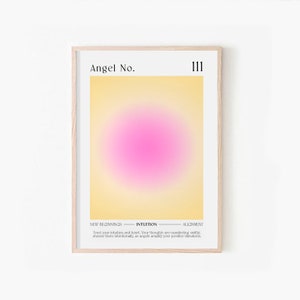 Angel Number 111, Aura Energy Poster, Spiritual Aura Posters | Gradient Printable Wall Art | Positive Energy Art | Yellow Wall Art