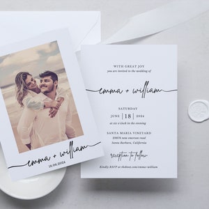 Minimalist Wedding Invitation Template | Editable Minimalist Wedding Invite | Modern Wedding Invite | Photo Wedding Invitation | M4