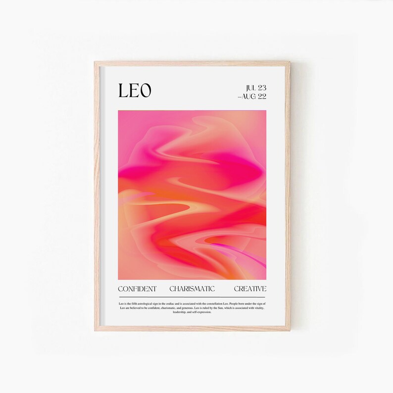 LEO Star Sign Instant Download Print Spiritual Wall Etsy UK