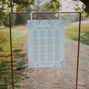 Pastel Wildflower Wedding Seating Chart, Printable Wedding Table Plan, Wedding Plan Garden Wedding, Seating Plan, Floral Seating Chart KIARA image 5
