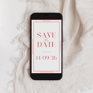 Electronic Save the Date Mobile Invitation, Save our Date, Modern Minimal Wedding Invitation Template, Smartphone Invitation, Email Invite