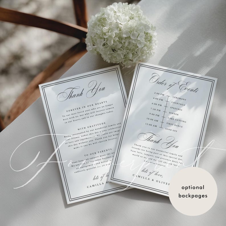 Hochzeitsprogramm-Vorlage, elegante Zeremonie-Reiseplan, Service-Order, bearbeitbare Canva druckbare, moderne minimalistische Broschüre SCARLETT Bild 8