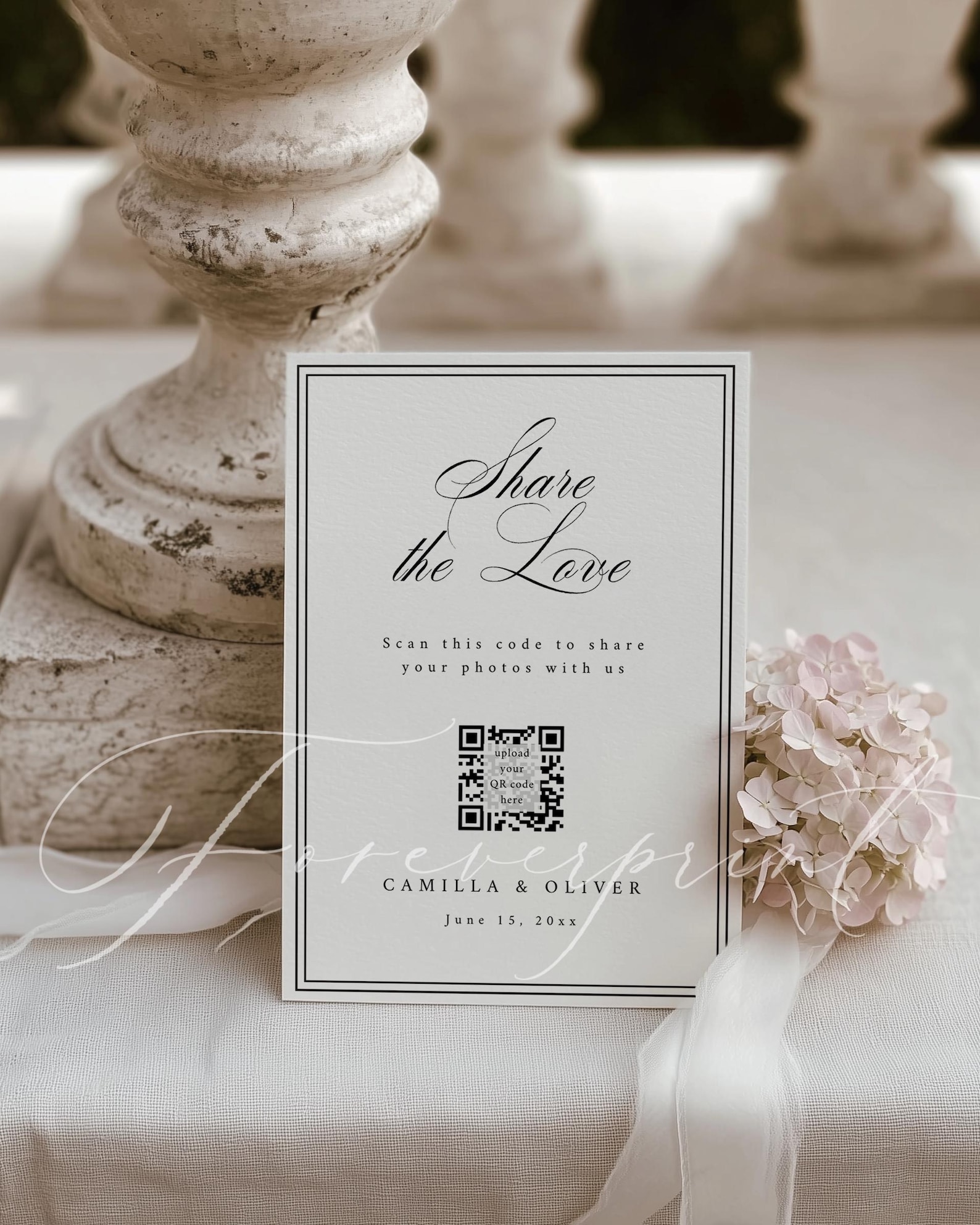 Editable Wedding Photo Share Sign Template, Share the Love QR Code Sign ...