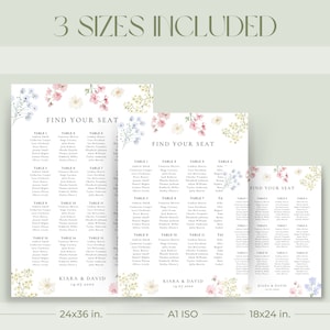 Pastel Wildflower Wedding Seating Chart, Printable Wedding Table Plan, Wedding Plan Garden Wedding, Seating Plan, Floral Seating Chart KIARA image 6