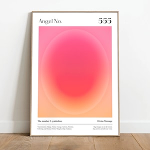Ängelnummer 555 Aura energi gradient väggkonst, andlig vibrerande gradienttryck, gradientposter, bekräftelseposter, gradientväggkonst