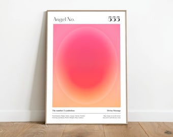 Número de ángel 555 Arte de pared de gradiente de energía de aura, impresión de gradiente vibrante espiritual, cartel de gradiente, cartel de afirmación, arte de pared de gradiente