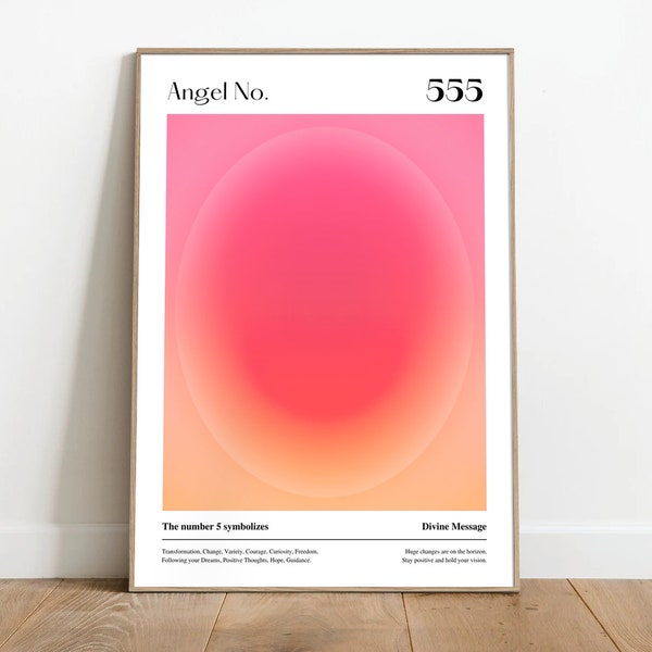 Angel Number 555 Aura Energy Gradient Wall Art, Spiritual Vibrant Gradient Print, Gradient Poster, Affirmation Poster, Gradient Wall ARt