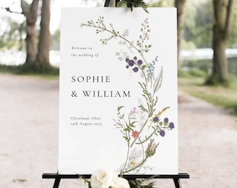 Wildflower Wedding Welcome, Floral Welcome Sign Template, Welcome Sign, Instant Download, Wedding Welcome Poster, Editable Template, WH1