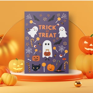 Trick or Treat Print, Spooky Halloween Print, Cute Halloween Printable, Halloween Prints, Kids Halloween Decor DIGITAL DOWNLOAD image 5