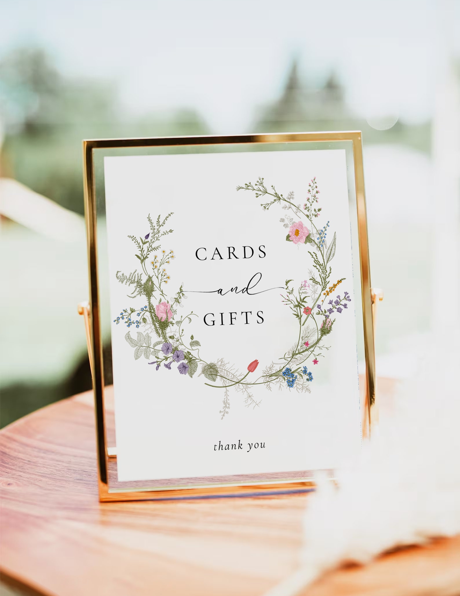 Cards and Gifts Sign, Wildflower Wedding Sign, Floral Gifts Sign Template, Gifts Table Sign, Books and Gifts Sign, Editable Template, WH1