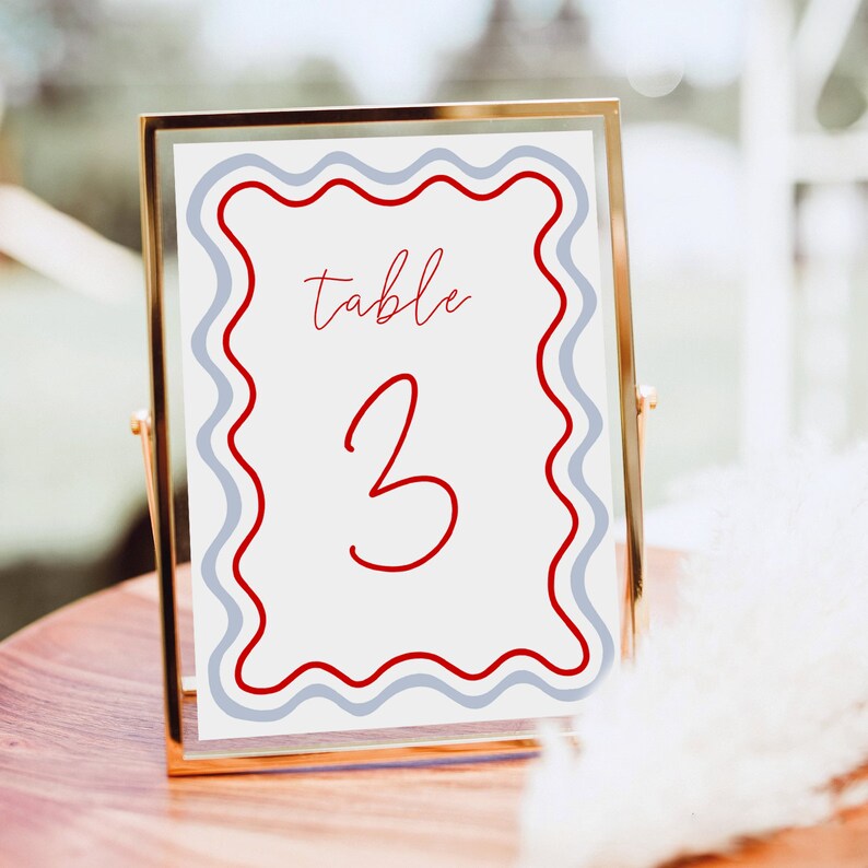 EDITABLE COLOR Wave Wedding Table Numbers Template | Printable Table ...