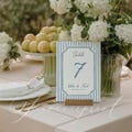 Blue Striped Wedding Table Number Template, Elegant Watercolor Table Sign, Editable Printable Seating Chart Decor, Instant Download 022 product logo