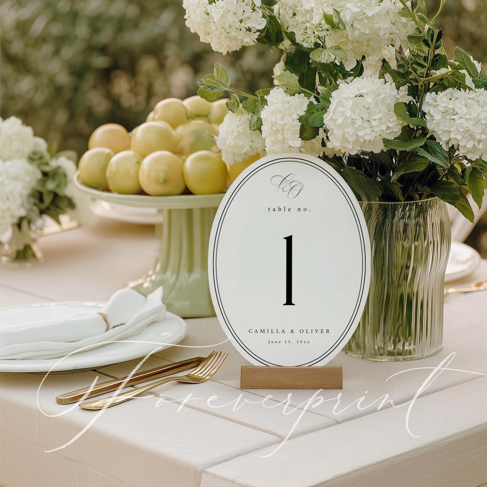 Minimalist Oval Table Number Template Black White Wedding Table Sign ...