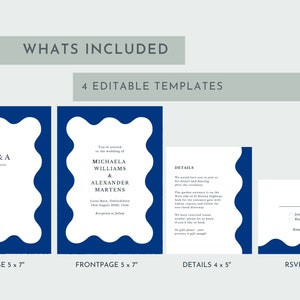 Wavey Wedding Invitation Template, Instant Download Editable Invite