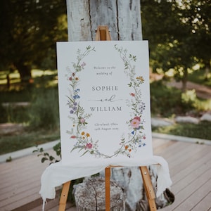 Wildflowers Wedding Welcome, Floral Welcome Sign Template, Welcome Sign, Instant Download, Wedding Welcome Poster, Editable Template, WH1