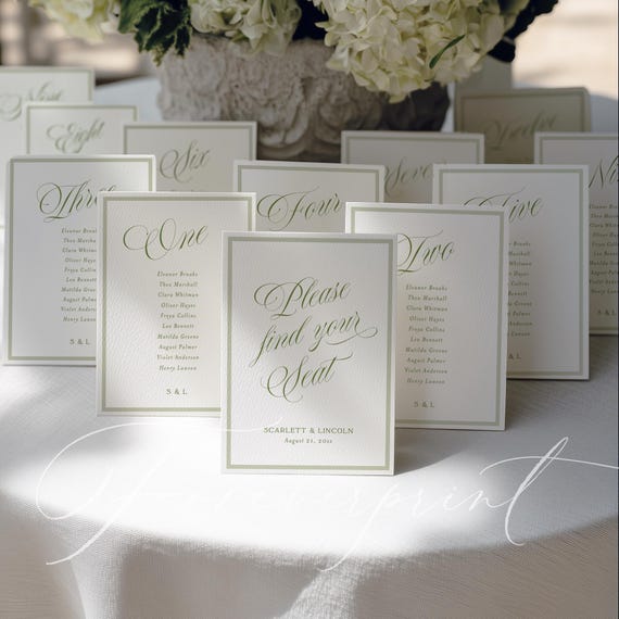 Wedding Table Plan Template, Elegant Script Seating Chart, Sage Green Wedding Sign, Editable Seating Plan, Minimalist Wedding Decor GR26