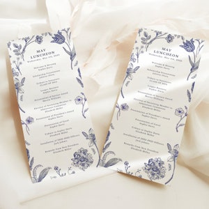 Wedding Program Template, Blue Floral Wedding Template, Printable, Wedding Ceremony Program, Editable Tall Program, INSTANT Download, ELLA