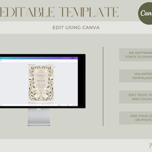 Wildflower Wedding Invitation Template, Printable Wedding Invitation, Greenery Invitation, White and Green Invitation, ISABELLA image 8