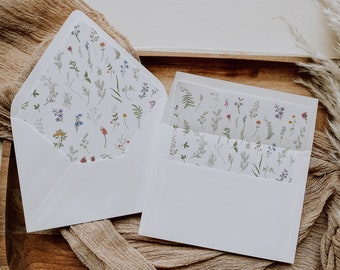 Wildflower Envelope Liner Template, Printable Wedding Invitation, Floral Envelopes, Envelope Liner, Wedding Envelope, Euro Flap Envelope WH1