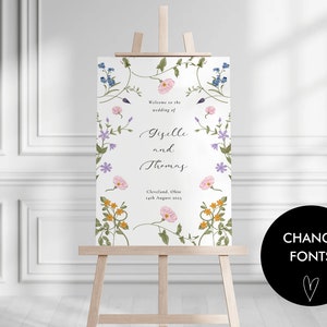 Wildflower Wedding Welcome, Floral Welcome Sign Template, Welcome Sign, Instant Download, Wedding Welcome Poster, Editable Template, KK2 image 2
