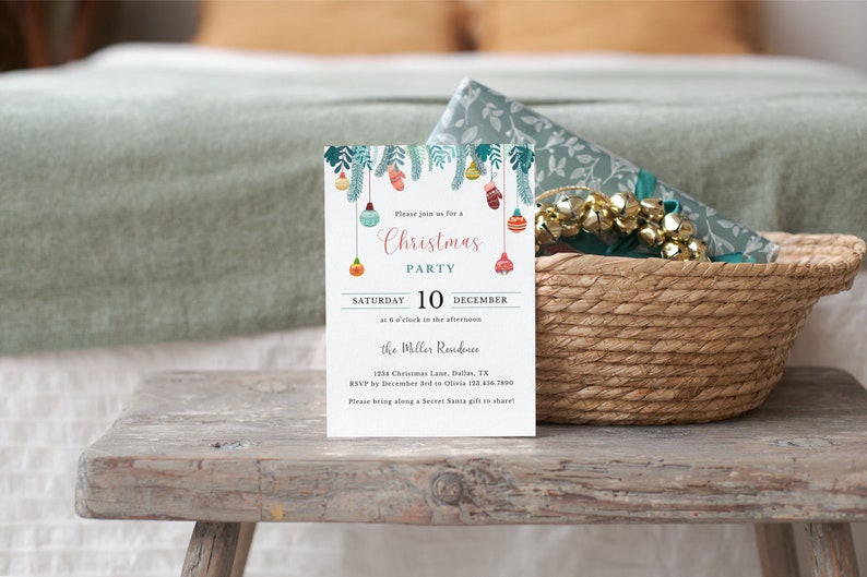 Christmas Party Invitation, Christmas Party Invite, Christmas Party Printable, Holiday Party Invitation, Christmas Invitation Download image 4