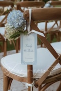 Reserved Chair Tag Template, Blue Striped Reserved Seat Sign, Wedding Ceremony Tag, Editable Canva Template, 4x8 Printable Card 022 product logo