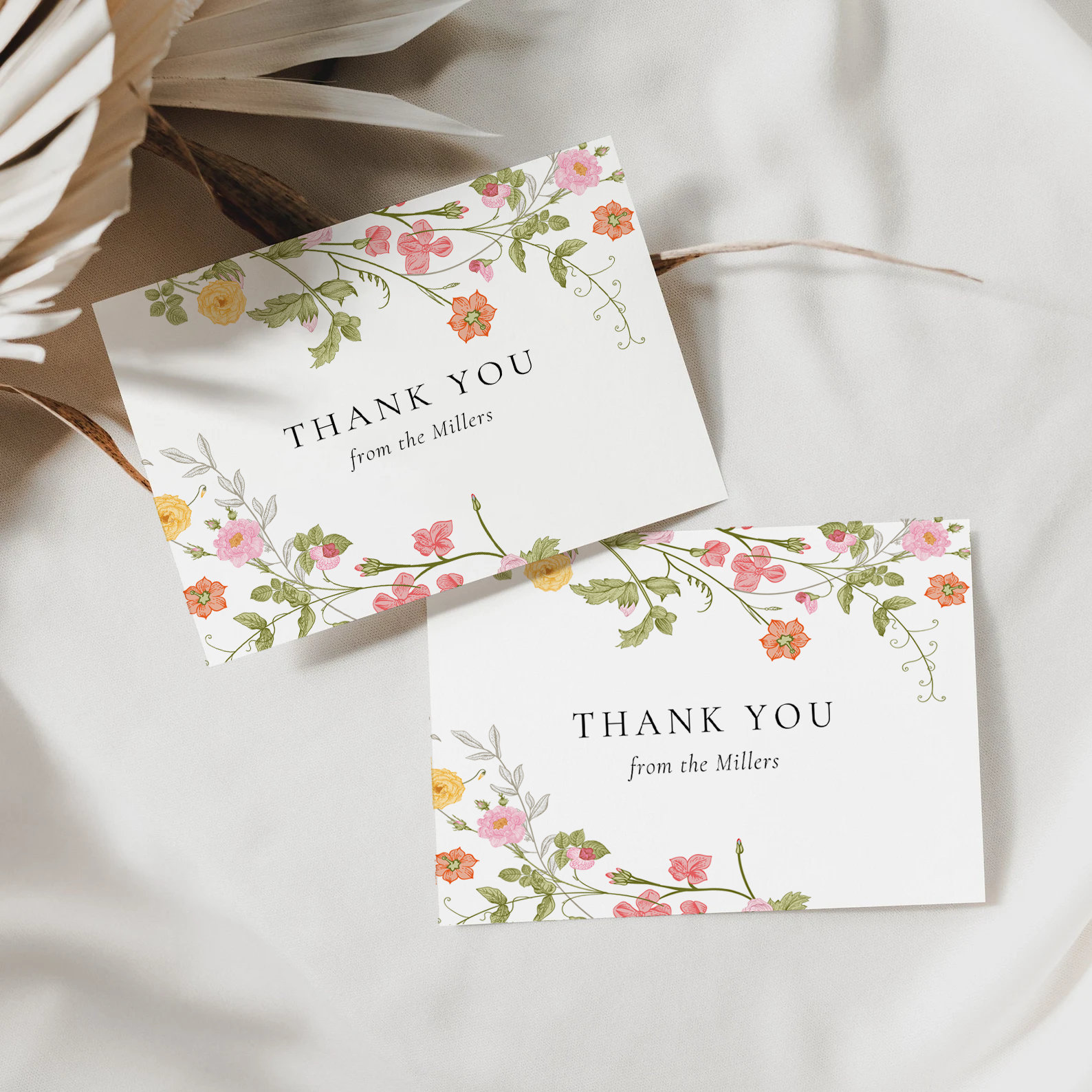Wildflower Thank You Card Template, Editable Thank You Card, Printable ...