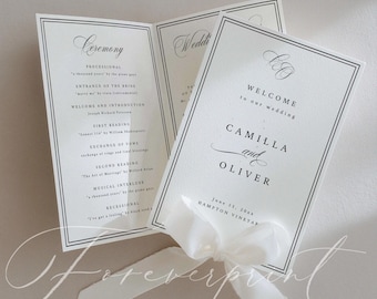 Wedding Program Template, Elegant Ceremony Itinerary, Order of Service, Editable Canva Printable, Modern Minimalist Booklet SCARLETT
