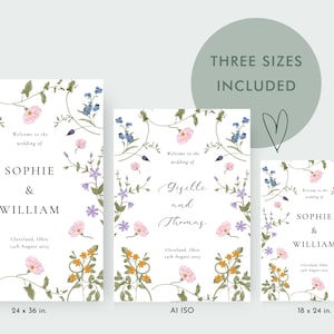 Wildflower Wedding Welcome, Floral Welcome Sign Template, Welcome Sign, Instant Download, Wedding Welcome Poster, Editable Template, KK2 image 6