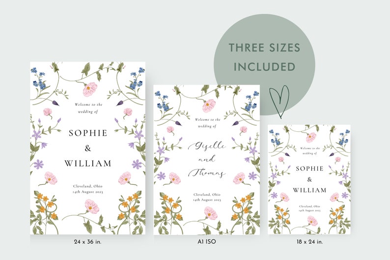 Wildflower Wedding Welcome, Floral Welcome Sign Template, Welcome Sign, Instant Download, Wedding Welcome Poster, Editable Template, KK2 image 6