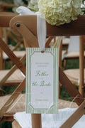 Reserved Chair Tag Template, Green Striped Reserved Seat Sign, Wedding Ceremony Tag, Editable Canva Template, 4x8 Printable Card 021 product logo