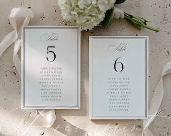 Wedding Table Number Template, Elegant Seating Chart Card, Printable Table Sign, Classic Black and White Place Card Decor SCARLETT