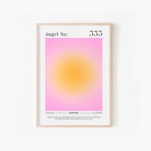 Angel Number 333, Aura Energy Poster, Spiritual Aura Posters | Gradient Printable Wall Art | Positive Energy Art | Pink Gallery Wall Art